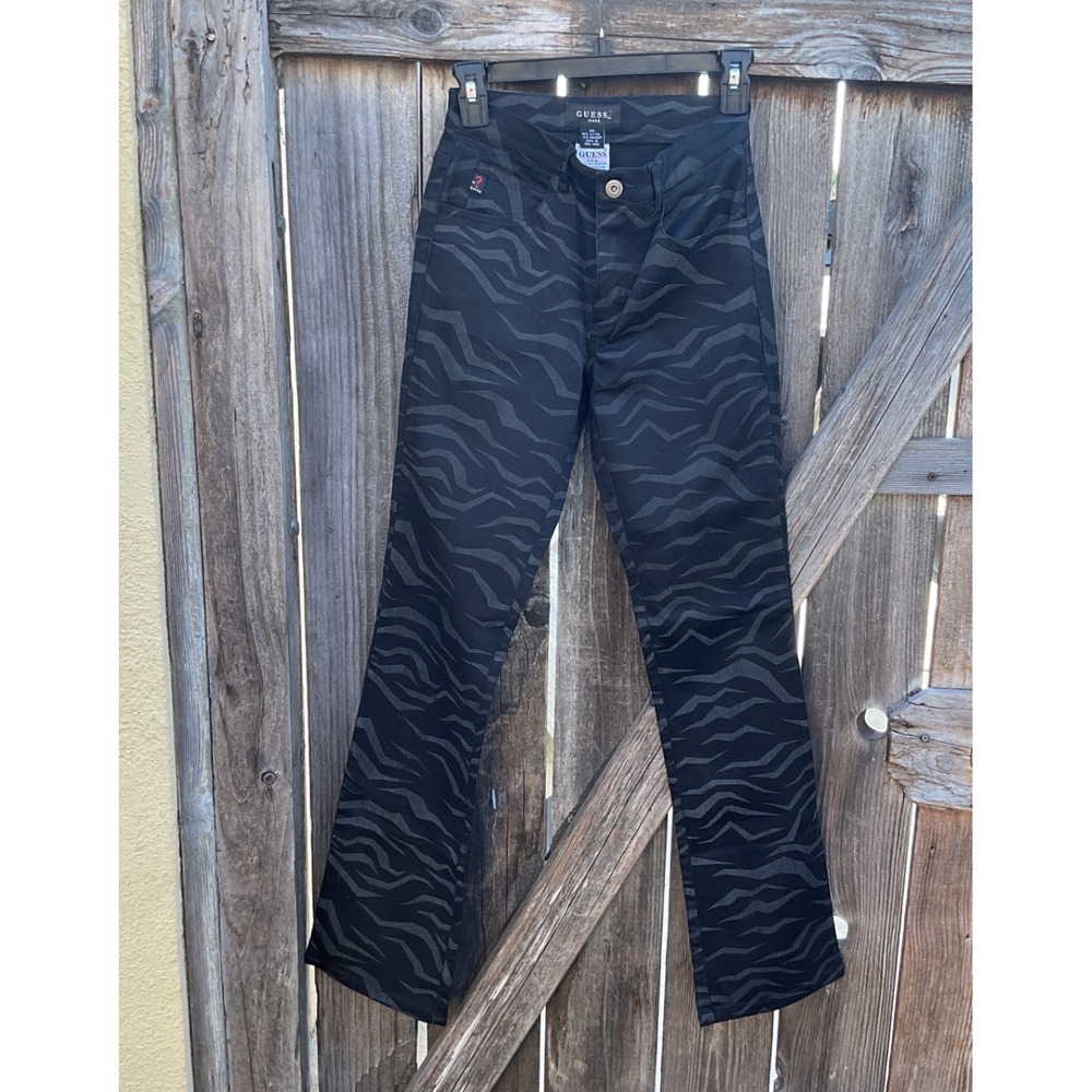 Guess Jeans Womens 26 Black Zebra Print Tiger Stripe Straight Leg Pants Y0162061